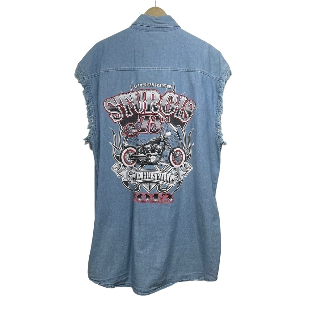 NEW Biker Wear Sturgis Black Hills Rally Denim Button Up Vest Size 3XL